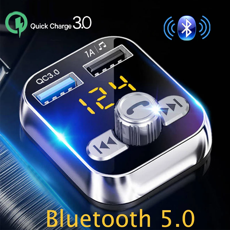 Avto Polnilec Bluetooth 5.0 FM Oddajnik Brezžični Prostoročni Avdio MP3 Predvajalnik QC3.0 Hitro Polnjenje Dvojno USB Mobilni Polnilniki Telefon