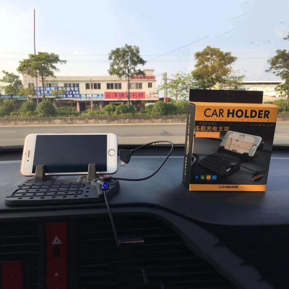Avto Polnjenje Mobilnega Telefona Nosilec Nastavljiv Nosilec za GPS Avto armaturne plošče Imetnik Z Magnetno USB podatkovni Kabel za Telefon