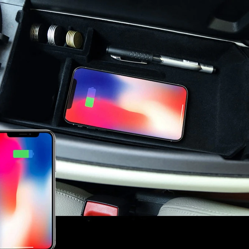 Avto Qi Brezžični Mobilni Telefon Polnjenje Plošča Škatla Za Shranjevanje Za Mercedes-Benz C-Razred W205 C200 C300 Glc