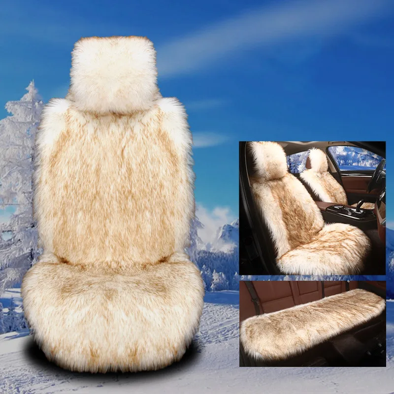 Avto sedežne blazine pozimi volk dlako luksuzen avto mat jeseni in pozimi avto univerzalno sedežne blazine udobno toplo plišastih blazine