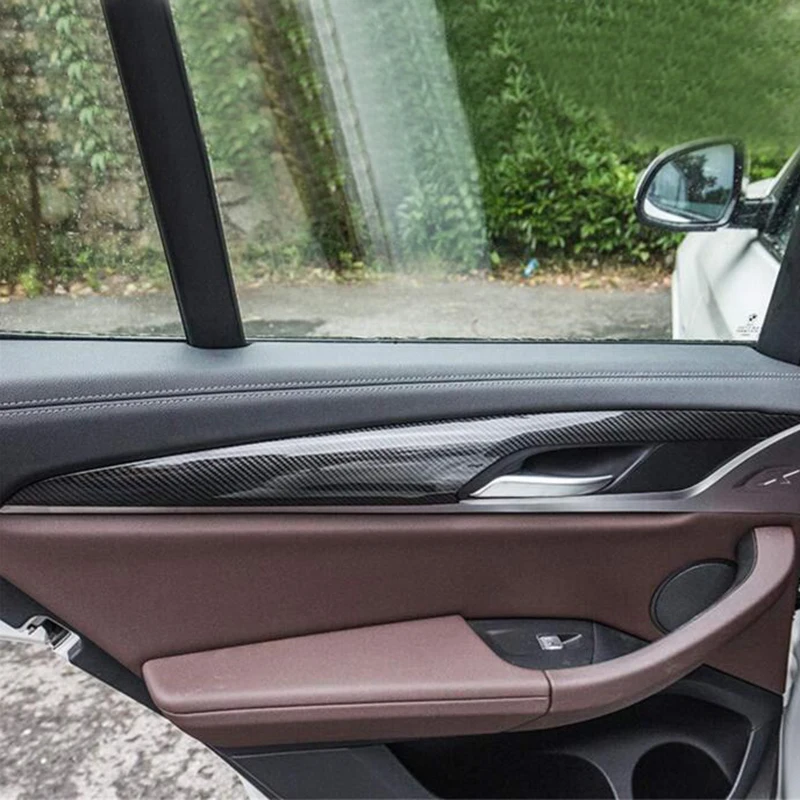 Avto-styling ABS Notranje Ogljikovih Vrata Armrest Stripe Cover Prevleko 4PCS Za BMW X3 G01 2018