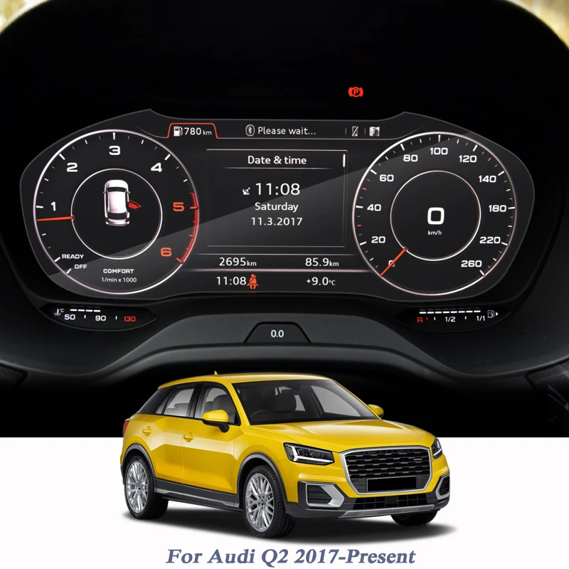 Avto Styling Za Audi Q2 2017-Predstaviti GPS Navigacijski Zaslon Film nadzorna plošča Zaslon Film Nadzor Podnebnih Film Nalepka
