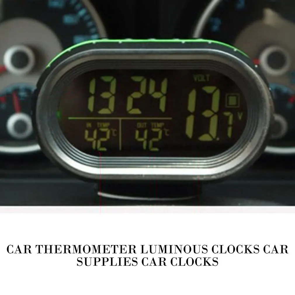 Avto Termometer Digitalna Ura Moto Ura LED Osvetljeno Auto Dvojno Merilnik Temperature Voltmeter Tester Napetosti 12V 24V vhod