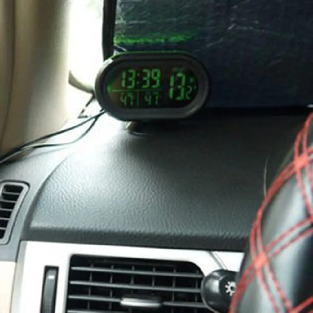 Avto Termometer Digitalna Ura Moto Ura LED Osvetljeno Auto Dvojno Merilnik Temperature Voltmeter Tester Napetosti 12V 24V vhod