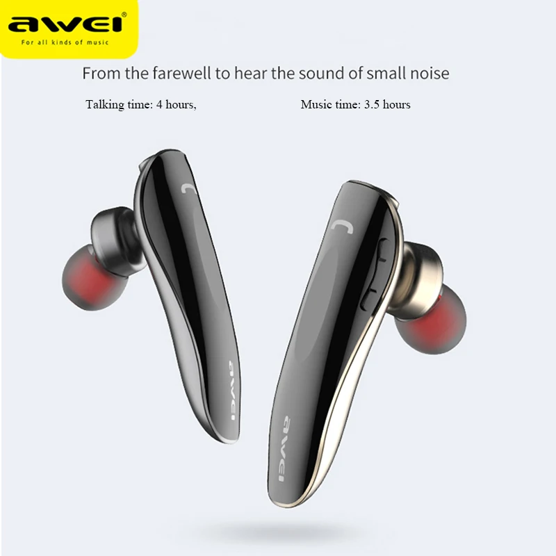 AWEI N1 Bluetooth Čepkov Enem Ušesu, Mini Strani Brezplačno Klic Brezžične Slušalke za Telefon Xiaomi Huawei