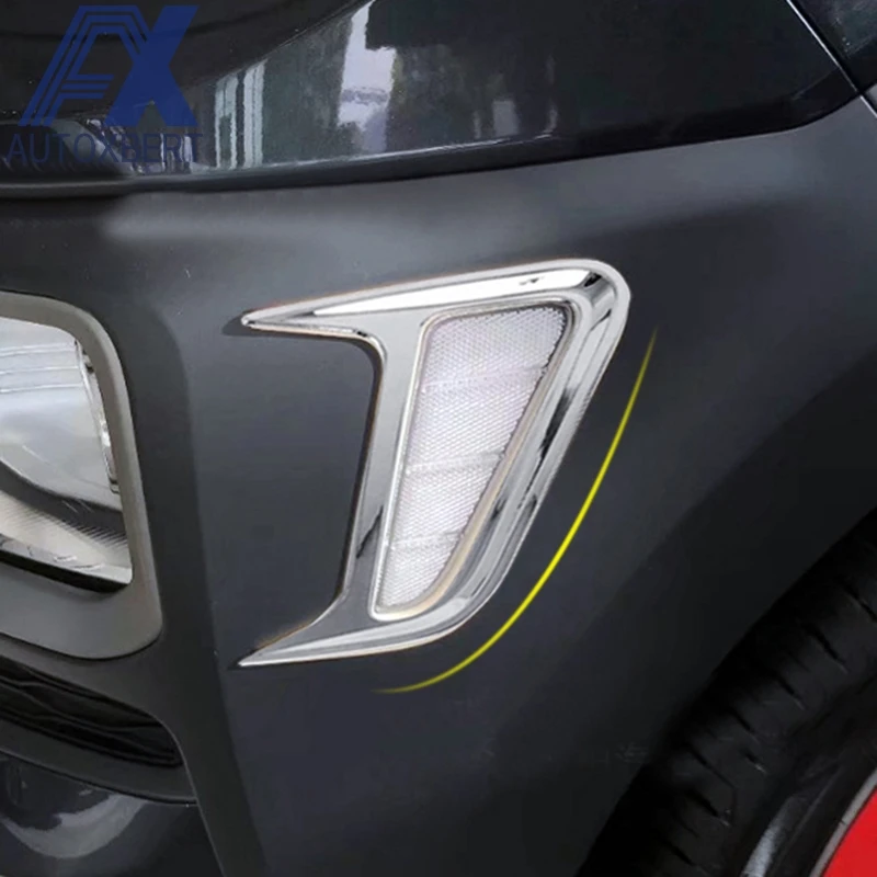 AX Chrome Sprednji Strani Vključite Opozorilne Luči Vklopom Luči za Meglo Lučka za Kritje Trim Dekoracijo Za Hyundai Kona Encino Kauai 2017 2018 2019