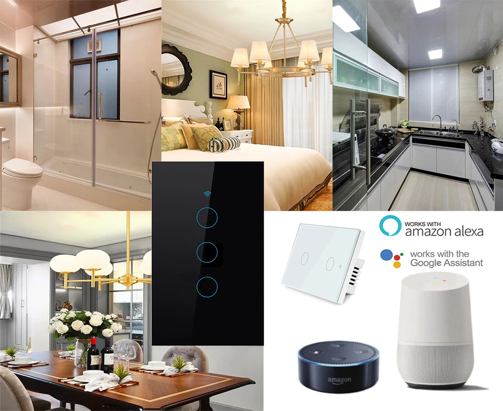 AXUS NAS Standard Tuya Smart Življenja 1 Banda 1 Način, WiFi Steno Light Touch Stikalo za Google Doma Alexa Glasovni Nadzor Potrebujemo nevtralno žice
