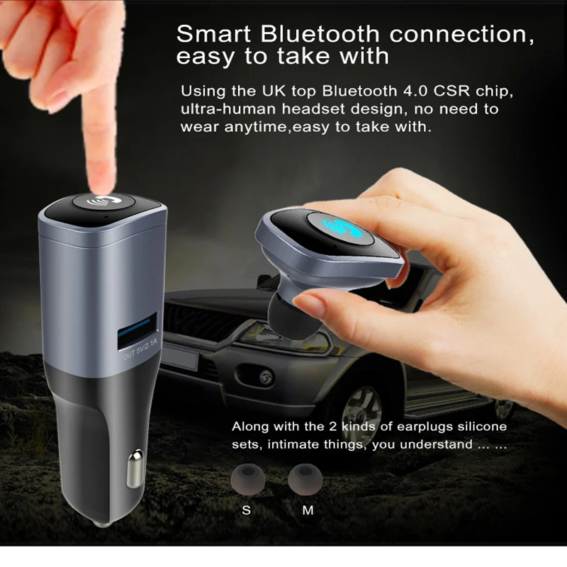 AZGIANT Bluetooth Car Kit, Brezžični Oddajnik FM Radio Adapter FM Modulator Prostoročno Glasbe Mp3 Slušalke , Avto Polnilec
