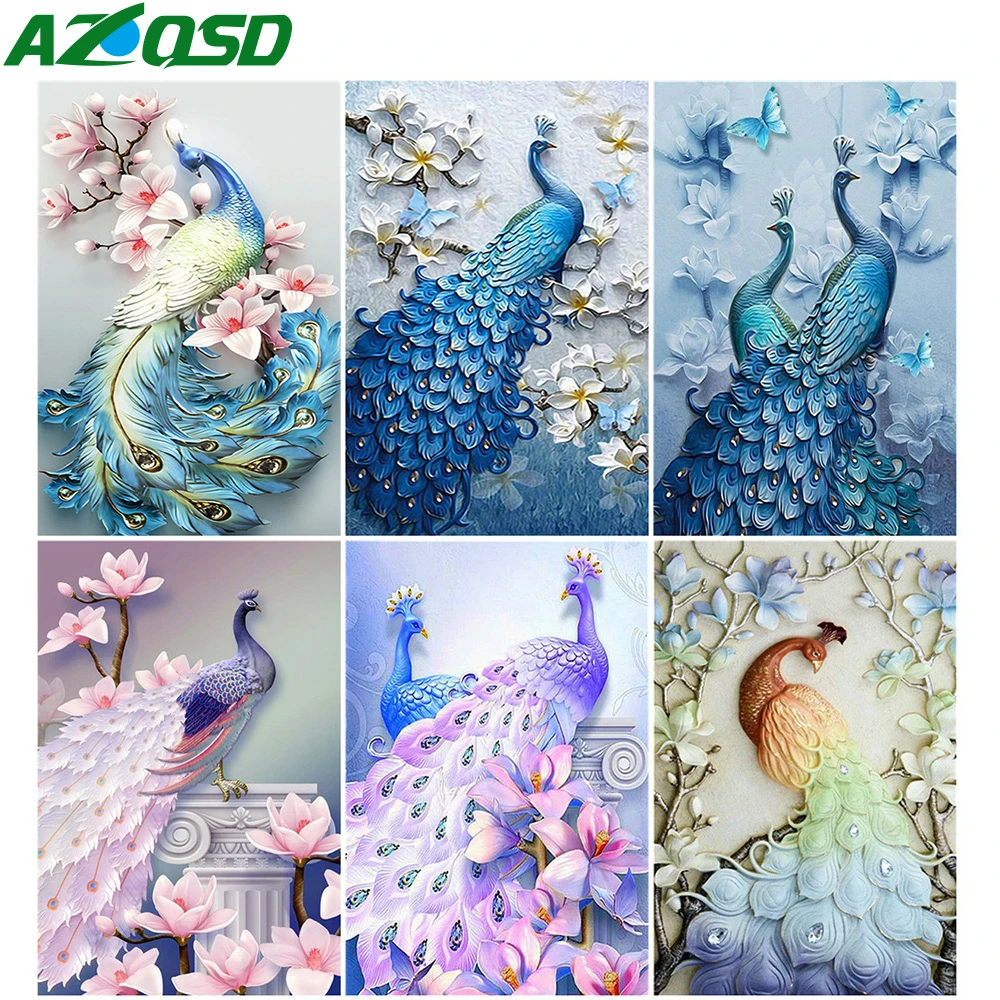 AZQSD Diamond Slikarstvo Pav Živali Vezenje Prodaje Diamantno Art Celoten Kvadratni/Krog Vaja Ročno izdelan Darilni Doma Dekor Needlework