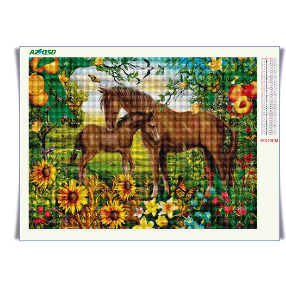 AZQSD Polno Kompleti Diamond Slikarstvo Mozaik Konj DIY Needlework Celoten Kvadratni 5D Diamond Vezenje Živali, otroška Soba Dekor
