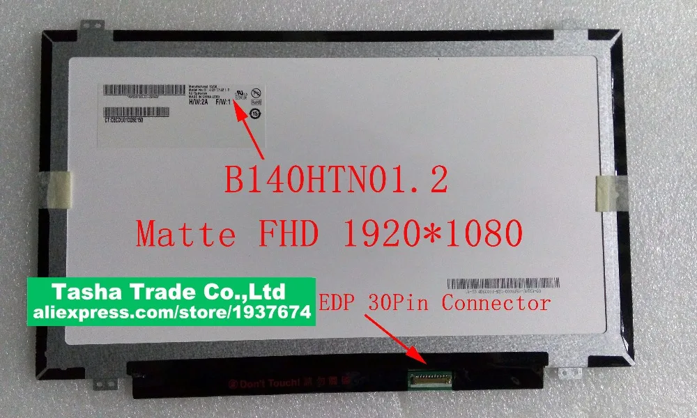 B140HTNO1.2 AUO AU Optronics LCD Prenosnika Zaslona Mat eDP 30pin Novo Izvirno Visoke Kakovosti Test Befor Pošiljko
