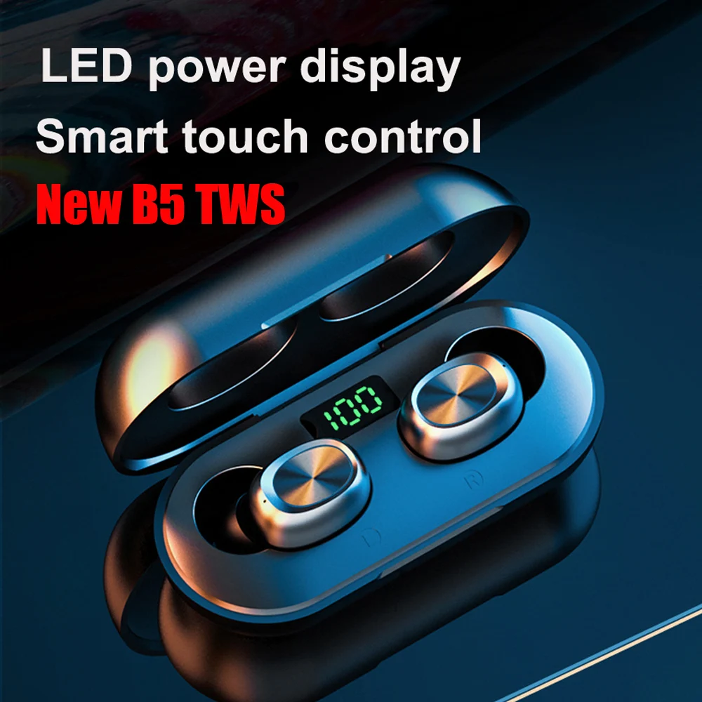 B5 TWS Bluetooth Slušalke LED Power Prikaz Streo Brezžični Čepkov Z 8D Stereo Zvok IPX6 Nepremočljiva S Polnjenjem Polje