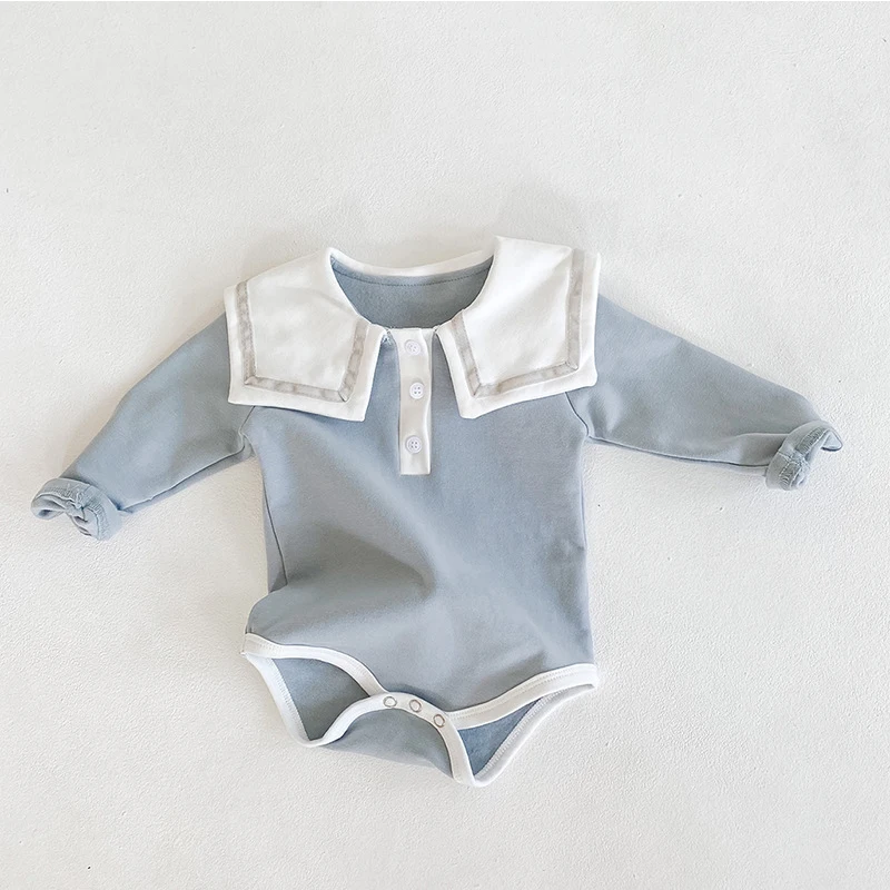 Baby 2020 Pomlad Novo Romper Otroške Igralne Obleke Bombaž Dolg Rokav Otroška Oblačila Bombaž Zgostitev Baby Mornar Ovratnik Za Malčke Dekle Jumpsuit