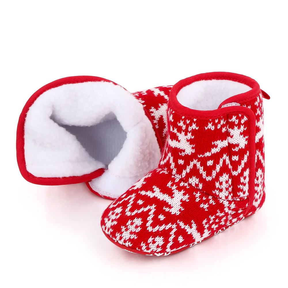 Baby Božič Čevlji, Lepo Snežinka Santa Design Pozimi Toplo Copate Anti-Slip Za Malčke Novorojenčka Škorenjčki Santa Foot Nogavice