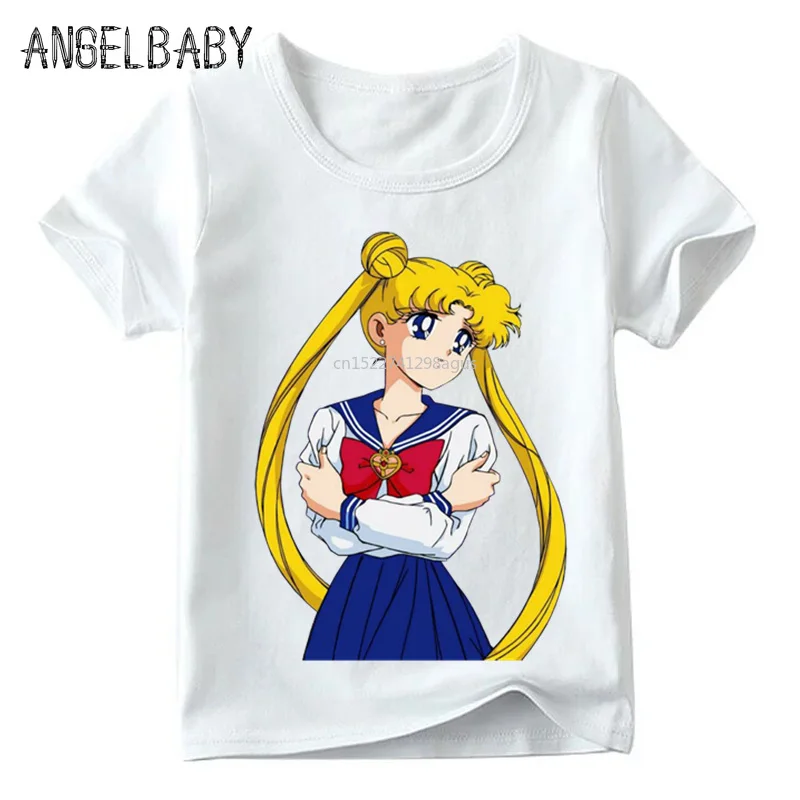 Baby Dekleta Anime Sailor Moon Svoboden Smešno T shirt Poletje Otroke, Risanka lolita Vrhovi Otroci Priložnostne T-shirt