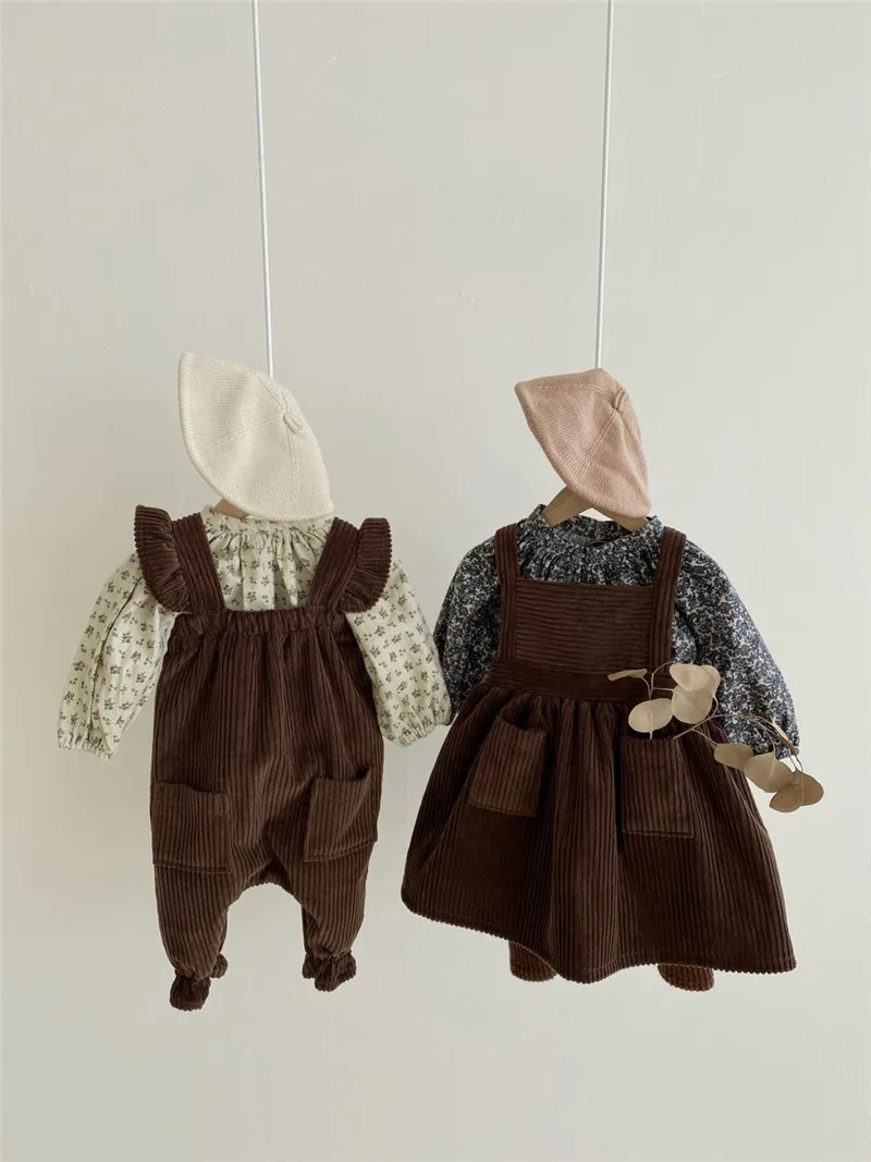 Baby Dekleta Oblačenja Pozimi Suspender Otroci Obleke Za Dekleta Pomlad Trak Velvet Malčka Obleko Za Dekle Koreja Otroci Oblačila
