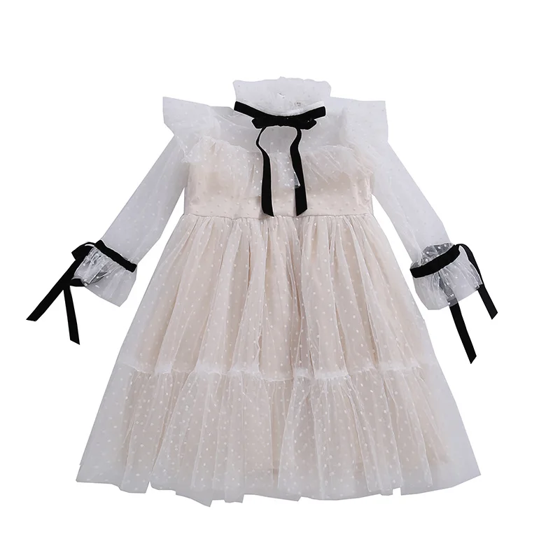 Baby Dekleta Princesa Obleko Jeseni Otroci Zahodni Evropi Slog Žogo Obleke Otrok, Bel Til Obleke za malčke Boutique Oblačila