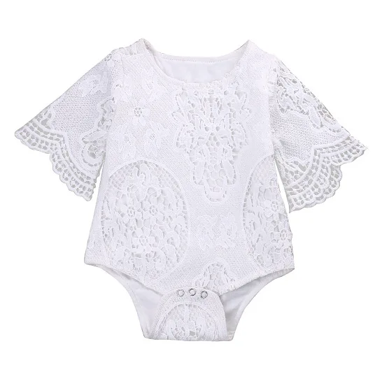 Baby girl obleke poletje igralne obleke ruffles Rokavi za Malčke oblačila Bele Čipke Lep Sunsuit Obleke Cvetlični Malčka 1-3Y bombaž obrabe
