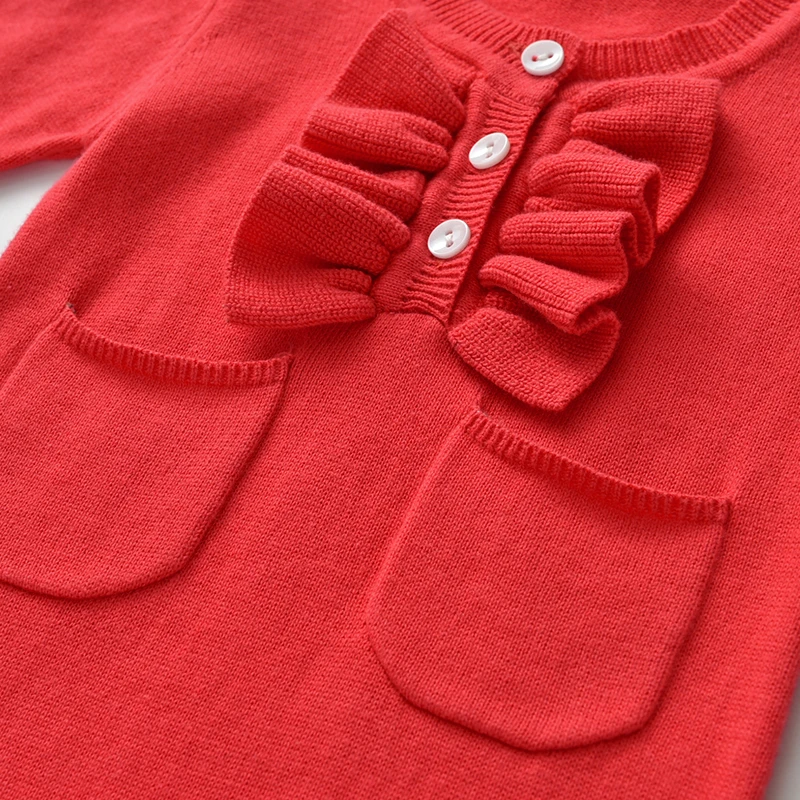 Baby girl obleke,za Malčke baby dekle Pletene Romper, Otroške obleke jumpsuits,Rdeč kostum za baby girl