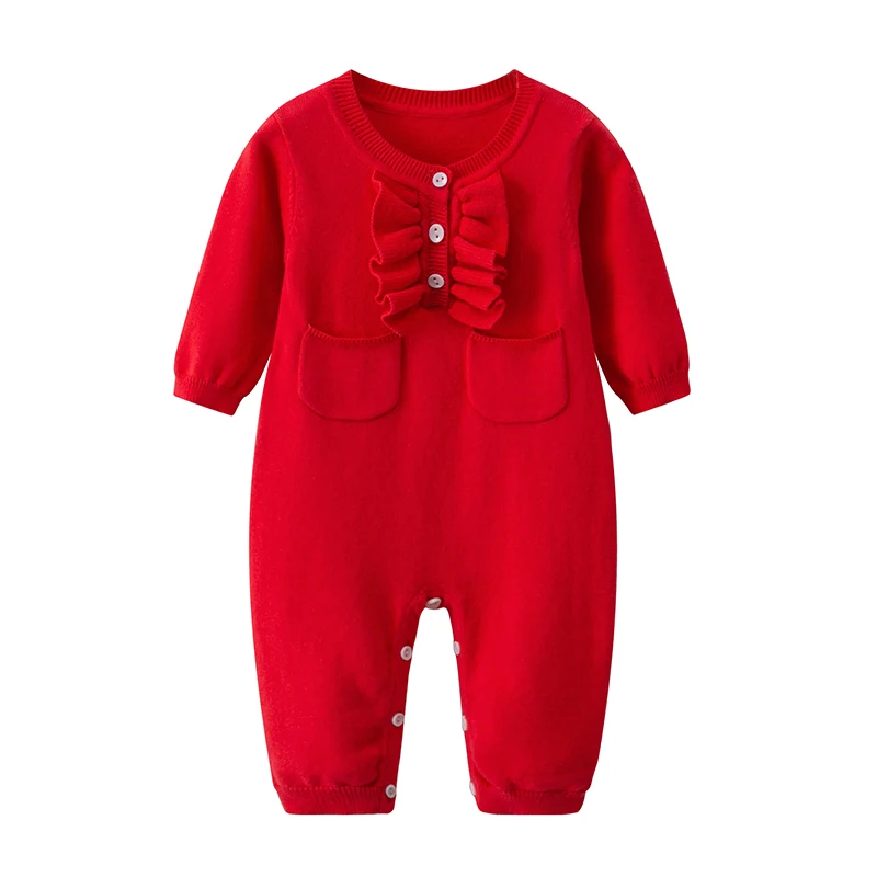Baby girl obleke,za Malčke baby dekle Pletene Romper, Otroške obleke jumpsuits,Rdeč kostum za baby girl