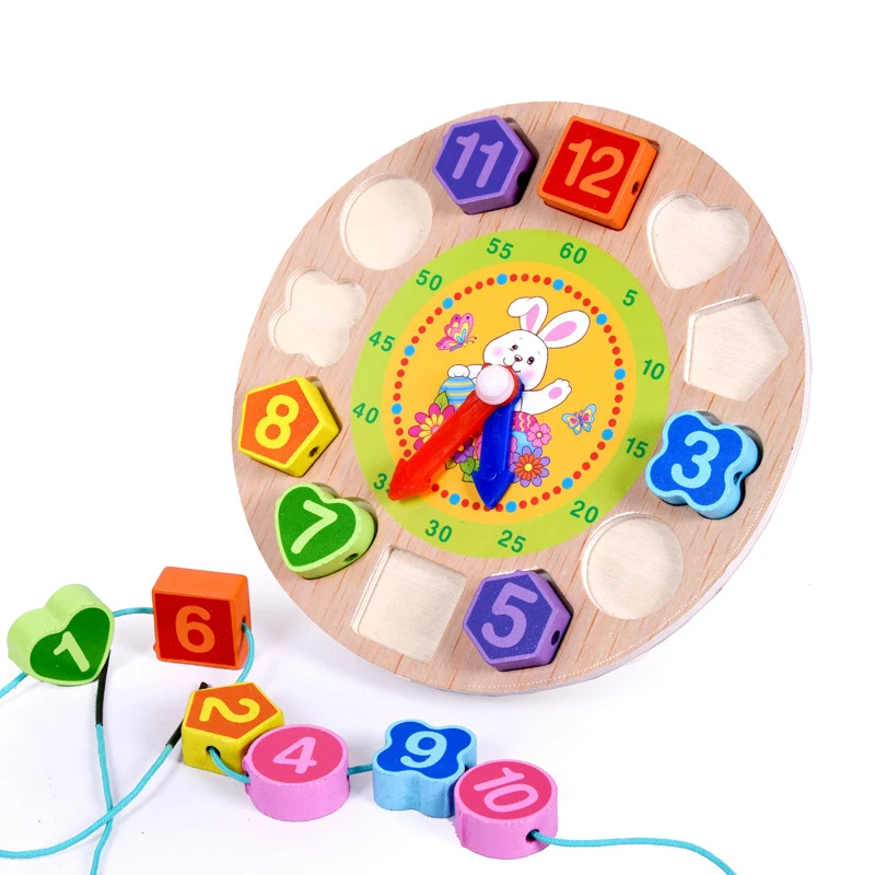 Baby Otroci Igrače, Lesene Cartoon Živali Model Digitalne Niz Uro Puzzle Montessori zgodnje izobraževanje igrače za Otroke