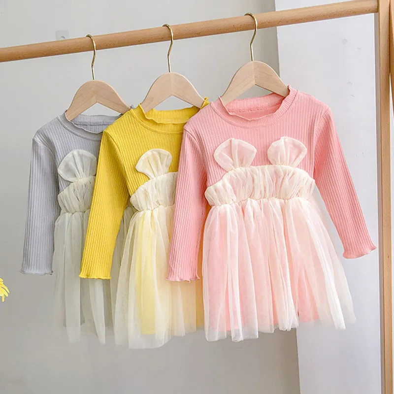 Baby Otroci Obleke za Dekleta Stranka Poroko Jeseni Dolg Rokav Otrok Stranka Princesa Tutu Obleko Športna Oblačila