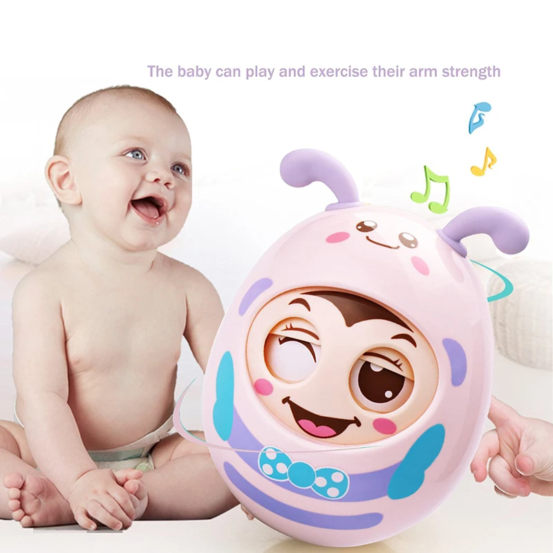 Baby Ropota Mobilne Lutka Bell Utripa Oči Mešalniku Roly-poly Silicij Teether Zabavna Igrača Za Novorojenčke Darilo Otroka 0-12 Mesecev Igrače