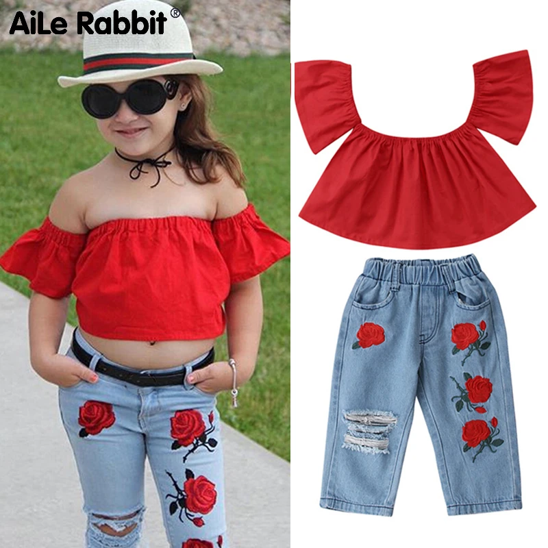 Baby Toddler Fant Dekle Cvetlični Obleke za punčke Traku Telovnik Crop Tops+Hlače 2Pcs Oblačila Sklop 1-7Y Poletne Obleke