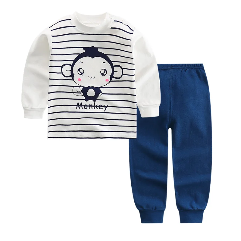 Baby Toddler Pižamo Določa Pijama Enfant Pozimi Fantje Perilo Tople Pižame Pjs Bombaž Sleepwear Opica Fantje, Oblačila Obleke