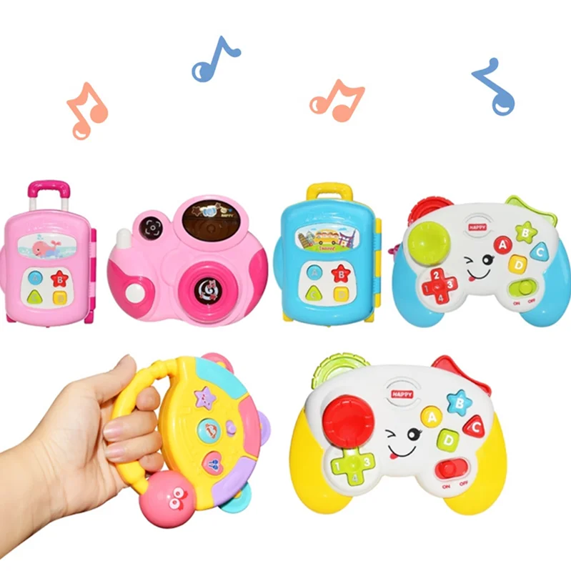 Baby Toddler Zvočne Igrače 6 Do 12 Mesecev Glasbeni Fotoaparat in Prtljage Senzorično Igrača za Fante, Dekleta Rojstni dan, Glasbene Igrače, Darila