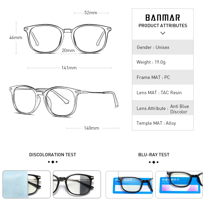 BANMAR Photochromic Anti Modra Svetloba Očala Moških Kvadratnih Kovinskih Branje Očal Okvir, blagovno Znamko, Design, Igranje Računalniških Očal Ženske UV