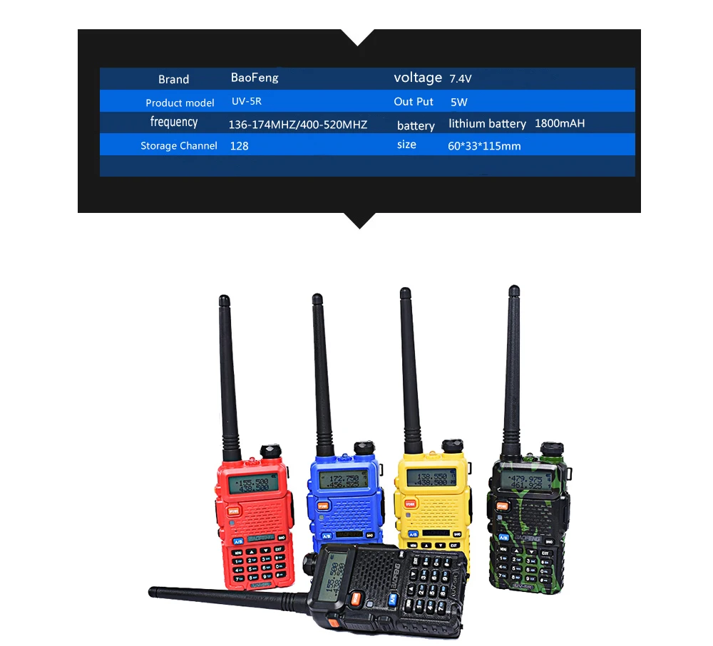 Baofeng walkie talkie radio uv-5r Prenosni za lov dvosmerni ham walkie-talkie Zvočniki za avto priročno 10 km vhf, uhf Interkom