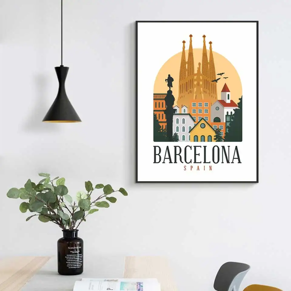 Barcelona Katalonija V Španiji Potovanja Poster Tiskanje Platno Stensko Slikarstvo V Slikah, Za Spalnico Doma Dekor