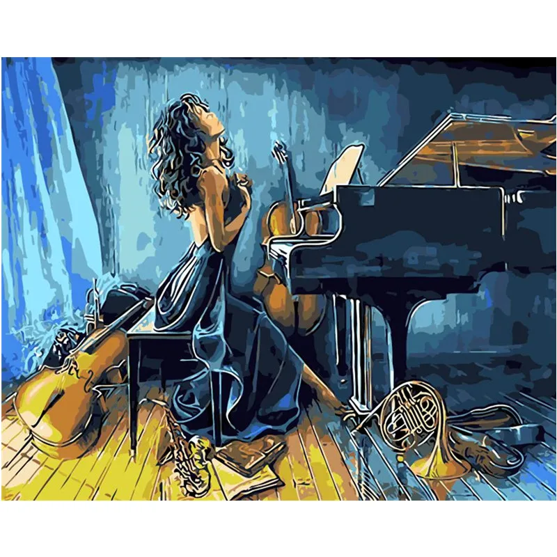Barvita jazz Glasbenik rock roll Oljna slika, slike S Številkami Digitalne Slike Kolorit z roko Edinstveno Darilo Doma Dekoracijo