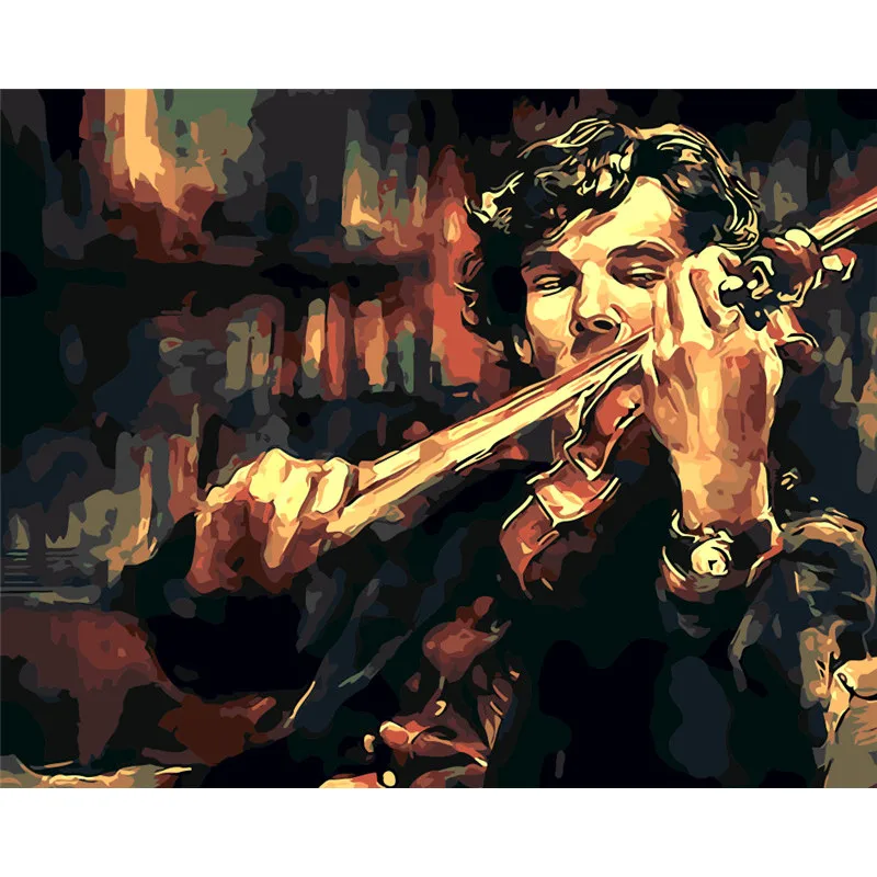 Barvita jazz Glasbenik rock roll Oljna slika, slike S Številkami Digitalne Slike Kolorit z roko Edinstveno Darilo Doma Dekoracijo