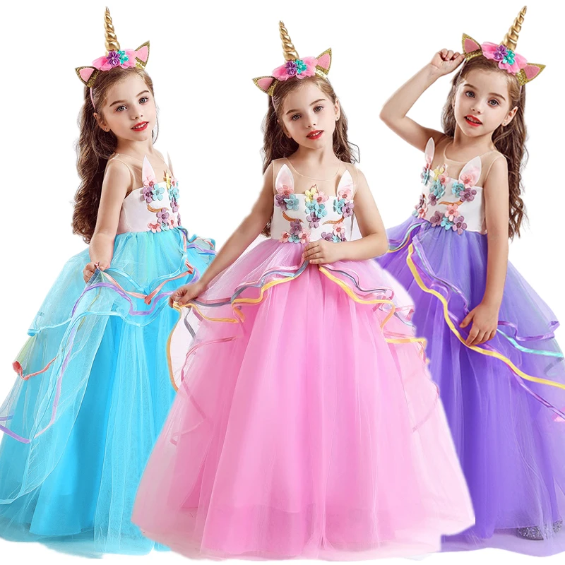 Barvita Samorog Obleko za Deklice Halloween Carnival Princesa Kostum Otroci Rojstni dan Otroci Oblačila vestidos infantils