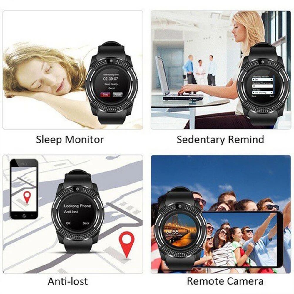 Barvita V8 Smart Wireless Watch Nepremočljiva Šport Smartwatch Zaslona na Dotik, S Kamero Reže za Kartico SIM Nepremočljiva Pametno Gledati