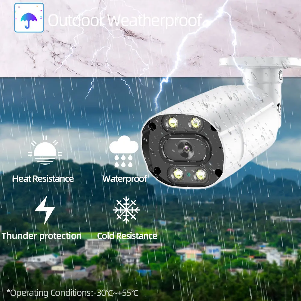Barvno Night Vision Varnostne Kamere 4K Prostem Two-Way Audio POE CCTV Video nadzorna Kamera HD 5MP Kamera Bullet H. 265