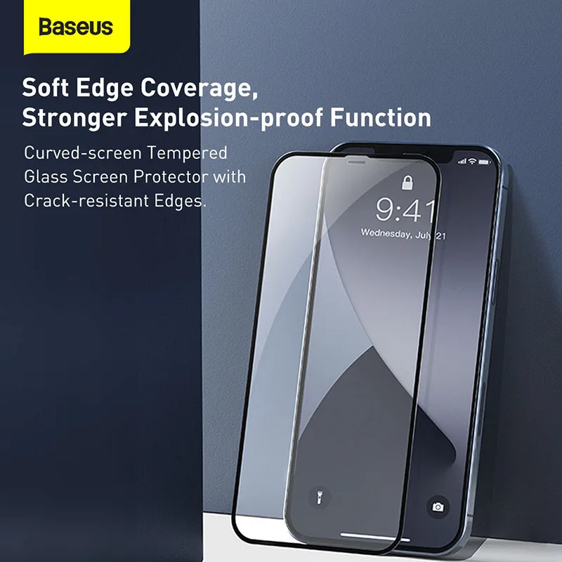 Baseus 2Pcs 0.23 mm Kaljeno Steklo Za iPhone 12 11 Pro XS Max XR X Polno Kritje Zaščitnik Zaslon Za iPhone 12Pro Max Stekla Film