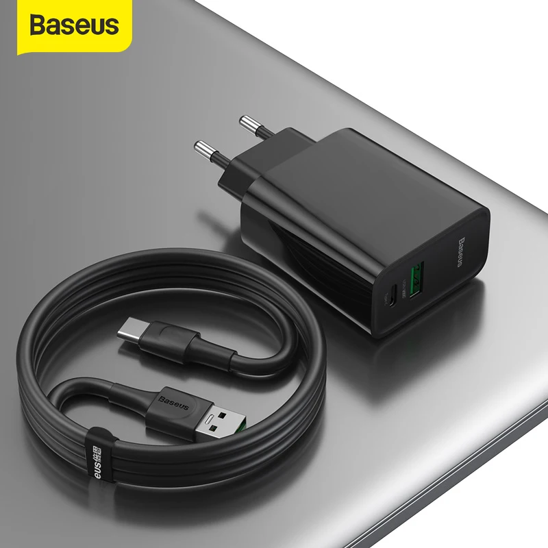 Baseus 30W Polnilnik USB PD QC Hitro Polnjenje Za Pametni telefon, Prenosni 4.0 3.0 USB Tip-C Potovalni Polnilnik Polnilnik Z 1M Kabel 5A