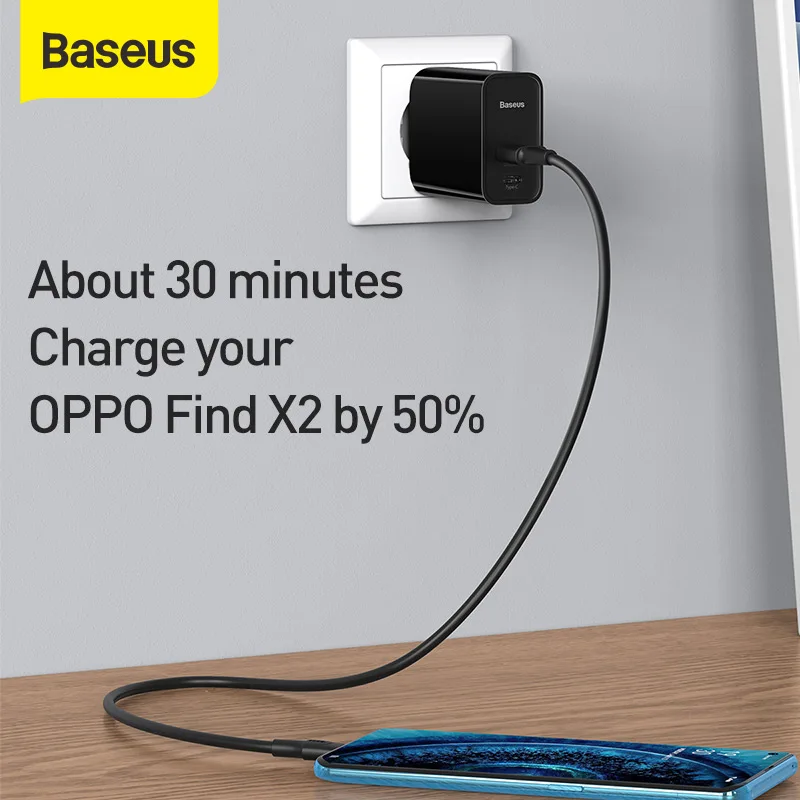 Baseus 30W Polnilnik USB PD QC Hitro Polnjenje Za Pametni telefon, Prenosni 4.0 3.0 USB Tip-C Potovalni Polnilnik Polnilnik Z 1M Kabel 5A