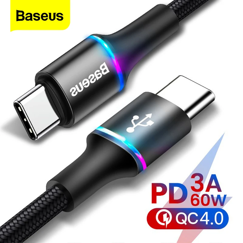 Baseus 60 W USB Tip C Do USB Tip C Kabel USB-C Hitro Polnilnik, Kabel PD Tip-c Kabel Za Samsung Xiaomi Redmi Opomba 10 8 Pro Macbook