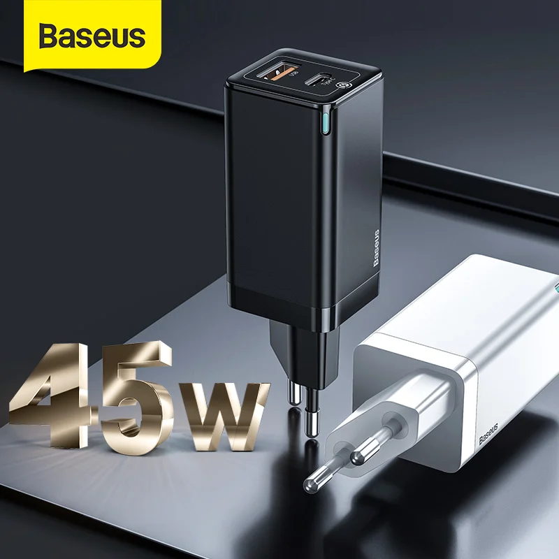 Baseus GaN 45W PD USB Polnilec za Hitro Polnjenje 4.0 3.0 USB C Hitro Polnilnik Za Xiaomi iPhone Samsung Mobilni Telefon Vtipkajte C Polnilnik