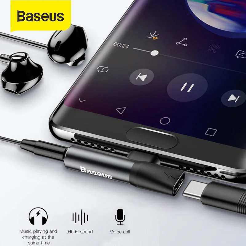 Baseus Tip C do 3,5 mm Jack Avdio Kabel v Slušalke Splitter Adapter za Xiaomi USB C Kabel Polnilnika Aux Priključek za Kabel za Huawei