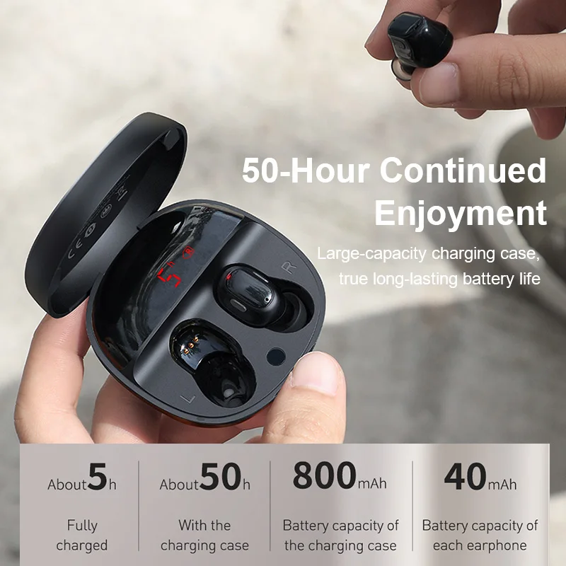 Baseus WM01 Plus TWS Brezžične Slušalke Bluetooth 5.0 Slušalke Pravi Brezžični Čepkov Stereo V Uho Slušalke Z Digitalnim prikazom