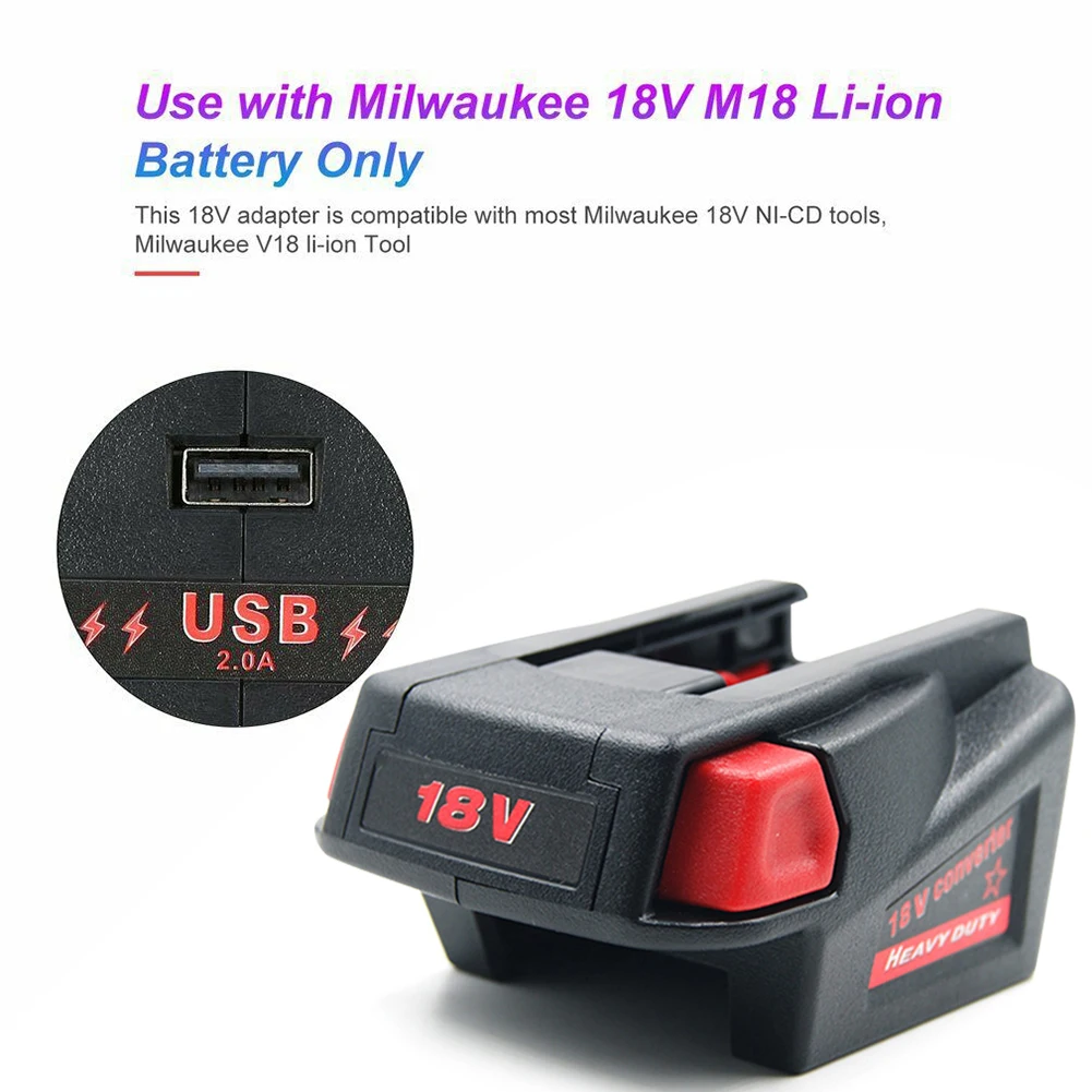 Baterija Adapter Pretvornik z USB Port Polnjenje za Milwaukee M18 18V Li-ion Baterija za Milwaukee V18 48-11-1830 Baterije