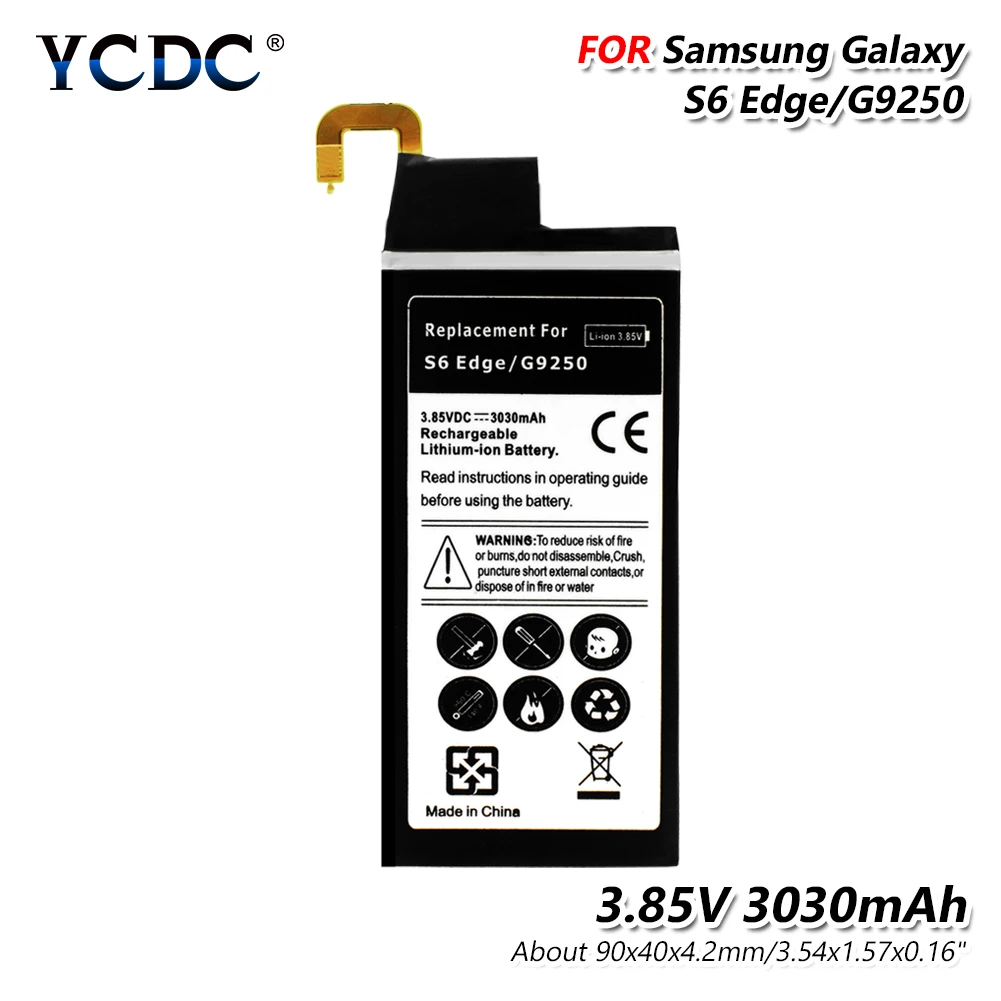 Baterija za Samsung Galaxy S6 3.85 V 3030mAh S6 Rob G9250 G925F G925FQ G925L G925K G925S G925A G925T G925P G925V + Orodje za Popravilo