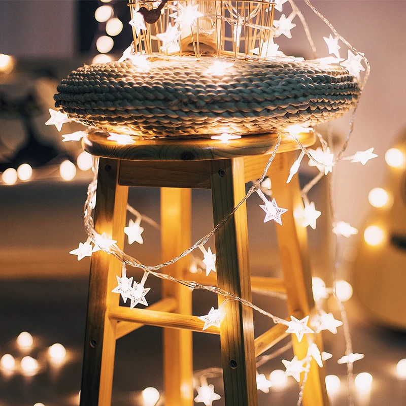 Baterijsko Pravljice Garland Luči LED Star Niz Luči, 5M 40LED Dekorativna svetila za Božično Drevo Notranjo Dekoracijo