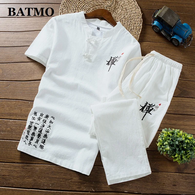BATMO (Majica+hlače) 2019 poletje moških srajc Človek Bombaža in platna, T-majice za moške, Visoke kakovosti priložnostne moda majice, moške velikosti M-5XL