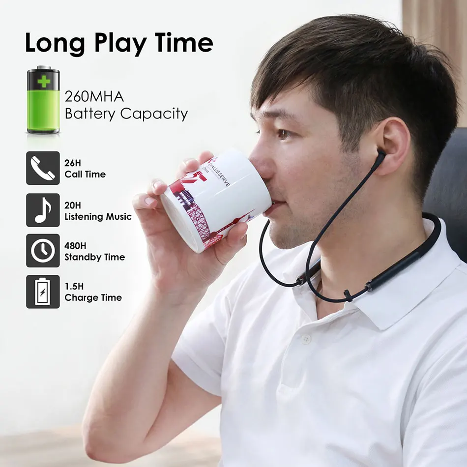 BBGear Brezžično Prevajanje po Zraku Slušalke Bluetooth 5.0 Neckband Slušalke w/Mic Prostoročno Šport Čepkov za Zmanjšanje Hrupa Slušalke